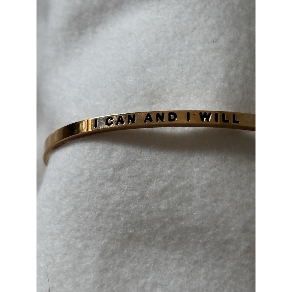 Mantaband Gold Tone "I Can And I Will" Thin Cuff Bracelet